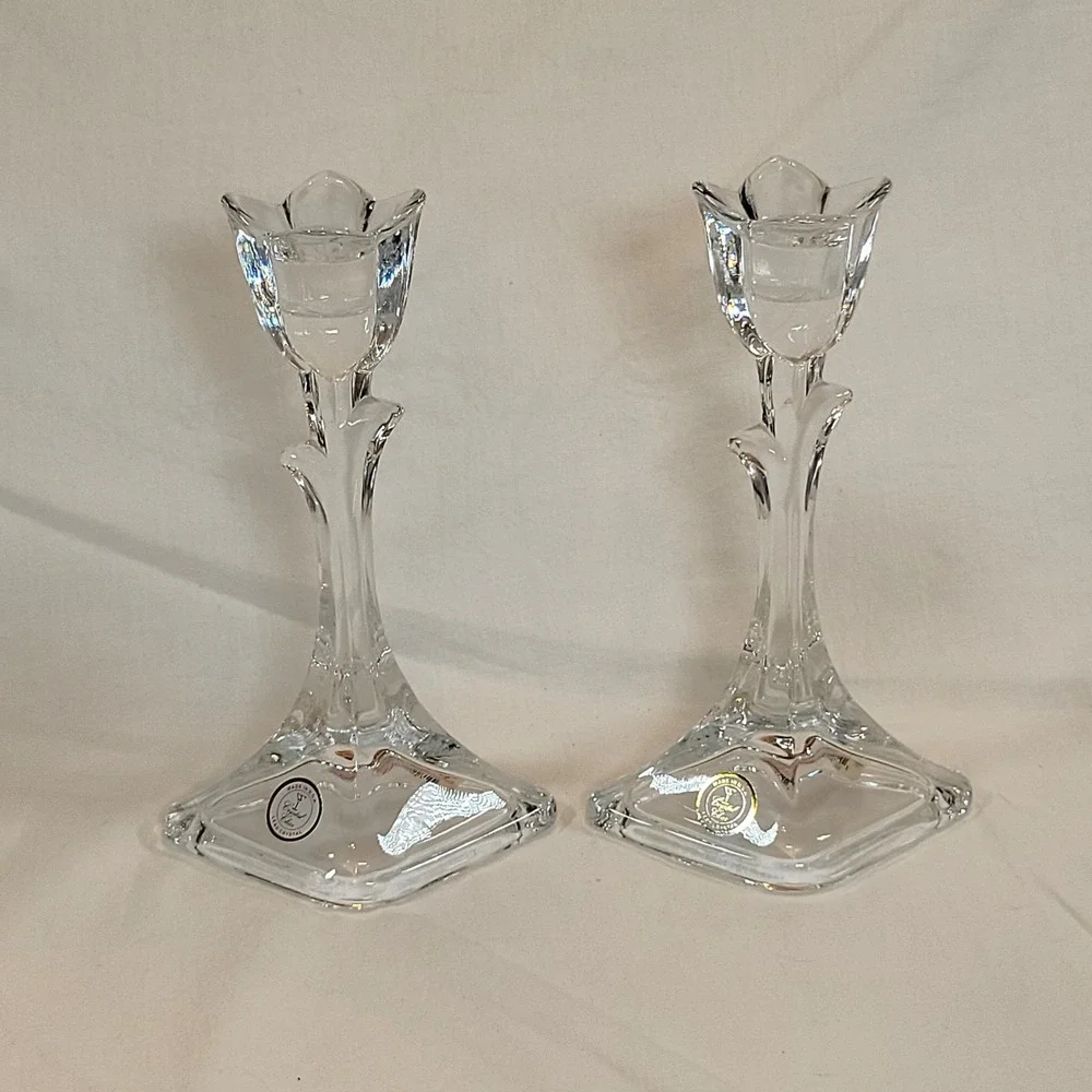 Crystal Clear Lead Crystal Candle Holder Set 9